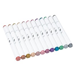 Ideen mit Herz Duo Marker Metallic | with 2 Tips | Twin | Water-Based Colouring Pens | Felt Tip Pens | Fibre Tip Pens | Airbrush Pen | Pack of 12