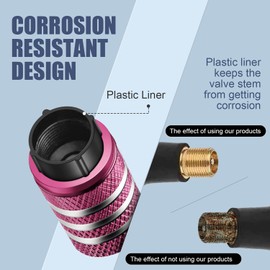 Tire Valve Stem Cap Cover - (5 Pack) Tire Air Caps Metal with Plastic Liner Corrosion Resistant Leak-Proof for Car Truck Motorcycle SUV and Bike Pink