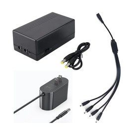 Xdorra 4CH Rechargeable Power Supply with External Battery Pack - 12V 2A, 12000mAh 44Wh Mini UPS for Monitors, CCTV, Routers, and Lights - Emergency DC/DC Converter with 4 Channels - UL Certified