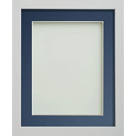 Frame Company Allington White A4 Frame With Blue Mount For Image 10x6 inch *Choice of sizes* Fitted with Real Glass