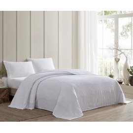 Beatrice Home Fashions Channel Chenille Bedspread, Twin, White