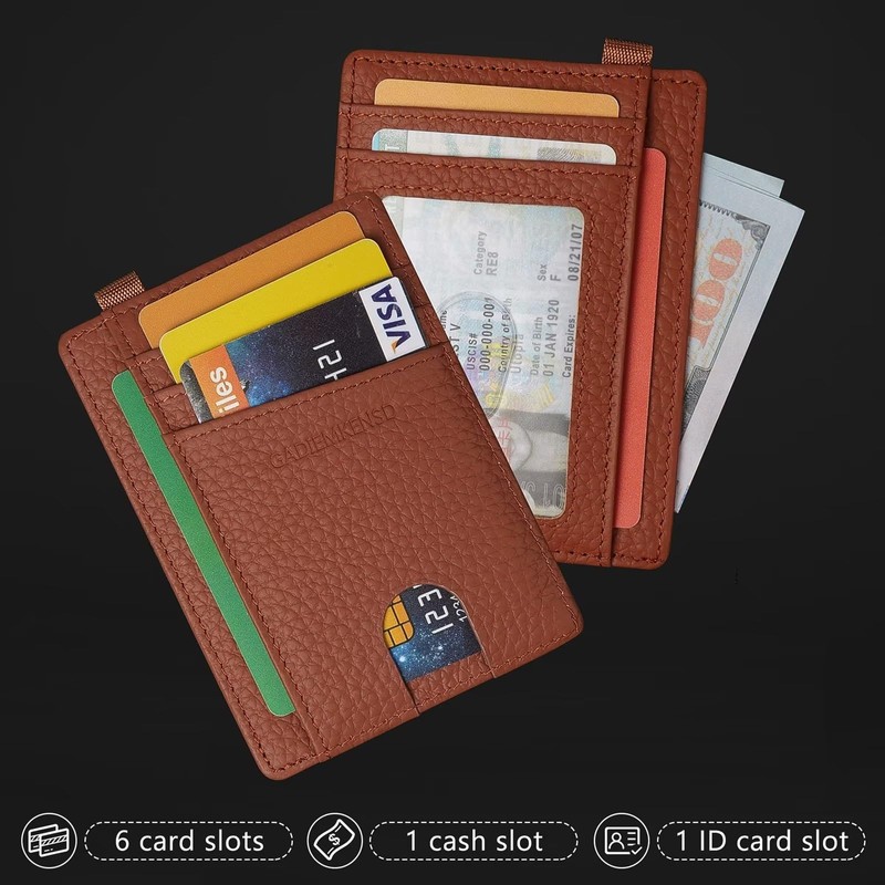 GADIEMKENSD Card Holder RFID Blocking Genuine Leather Slim Card Wallets,