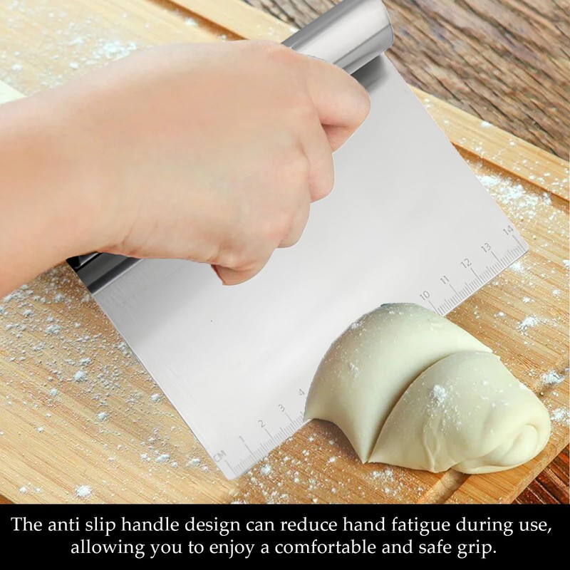 2 PCS Stainless Steel Dough Scraper,Food Scraper with Handle and