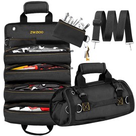 ZWZIOO Roll Up Tool Bag Organizer with 6 Tool Pouches-Fathers Day Dad Gifts for Men Husbands Him,Heavy Duty Portable Foldable Bag for Mechanics, Electricians, Carpenters, Handyman, DIY enthusiasts