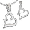 CLEVER SCHMUCK Cross Necklace in Heart Silver 19 mm &
