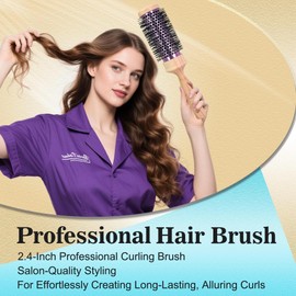 Professional Hair Brush - Blow Drying Aluminium Ceramic Ionic Thermal Barrel Brush - For Sleek Precise Heat Styling Blowout Volume - Lightweight Round Hair Brush for Smooth Hair (2.4Inch)