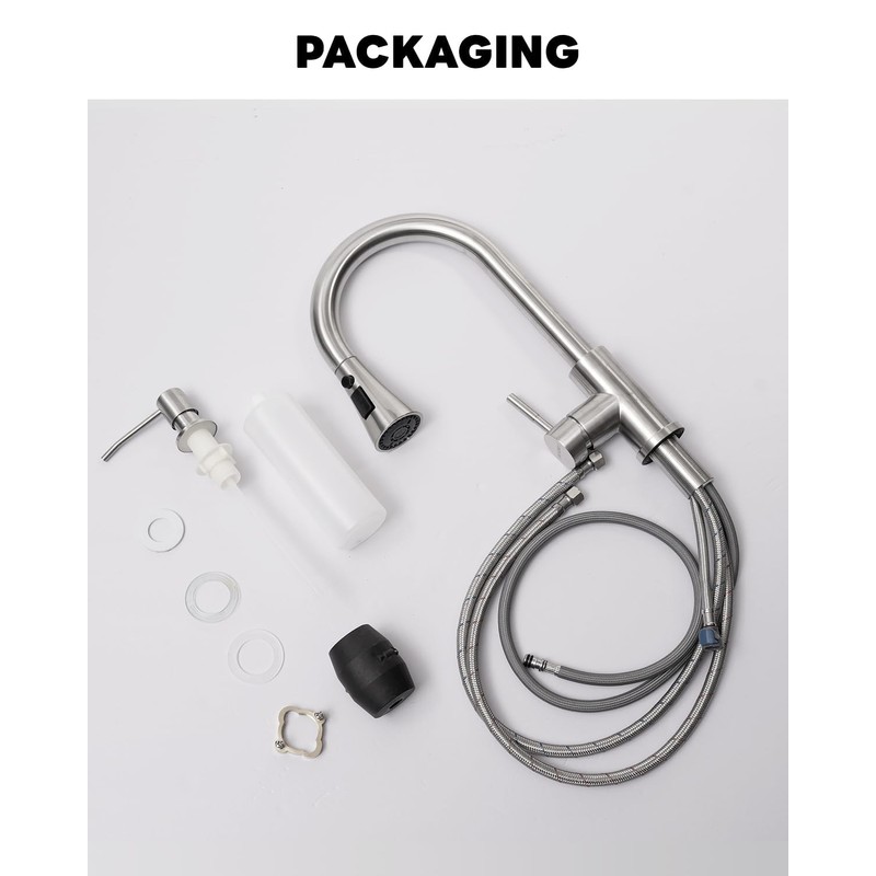 BLYLUND Kitchen Faucets with Soap Dispenser, Brushed Nickel Kitchen Faucet