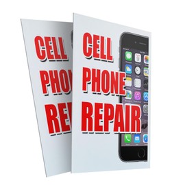 Cell Phone Repair (2-Pack) 24" x 36" Plastic Signs | Sign Insert 4mm Corrugated Plastic Signs Storefront Window Poster