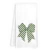 Coquette Green Checkered Bow Kitchen Towels, Black and White Checkerboard