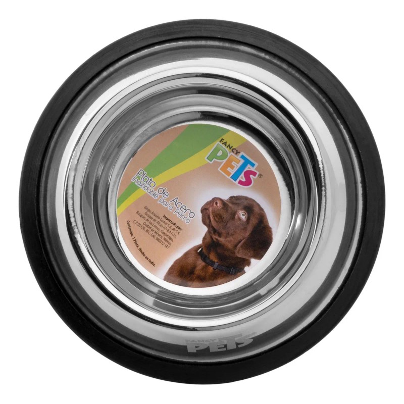 Plato De Acero Inoxidable Perro 8oz Fancy Antiderrapante