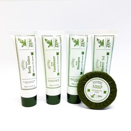 Jenspa Green Tea Amenity Tube Type, 35ml x 250 Units (Shampoo, Shower Gel, Conditioner Body Lotion) Round Soap 500 units