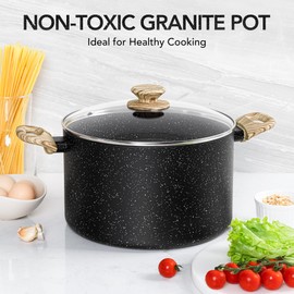 MICHELANGELO 8 Quart Stock Pot with Lid, Nonstick Cooking Pot, 8 Qt Soup Pot with Lid, Large Induction Pot for Cooking, Stockpot with Healthy Coating