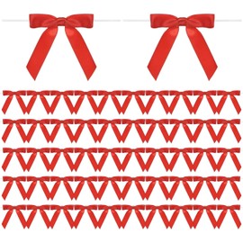 50 Piezas Lazos Prefabricados para Regalos, Lazos Giratorios de Tela Rosa, Decoración para Bodas, Navidad, Fiestas, Manualidades, Bolsas de Regalo, Dulces y Pasteles (Rojo)