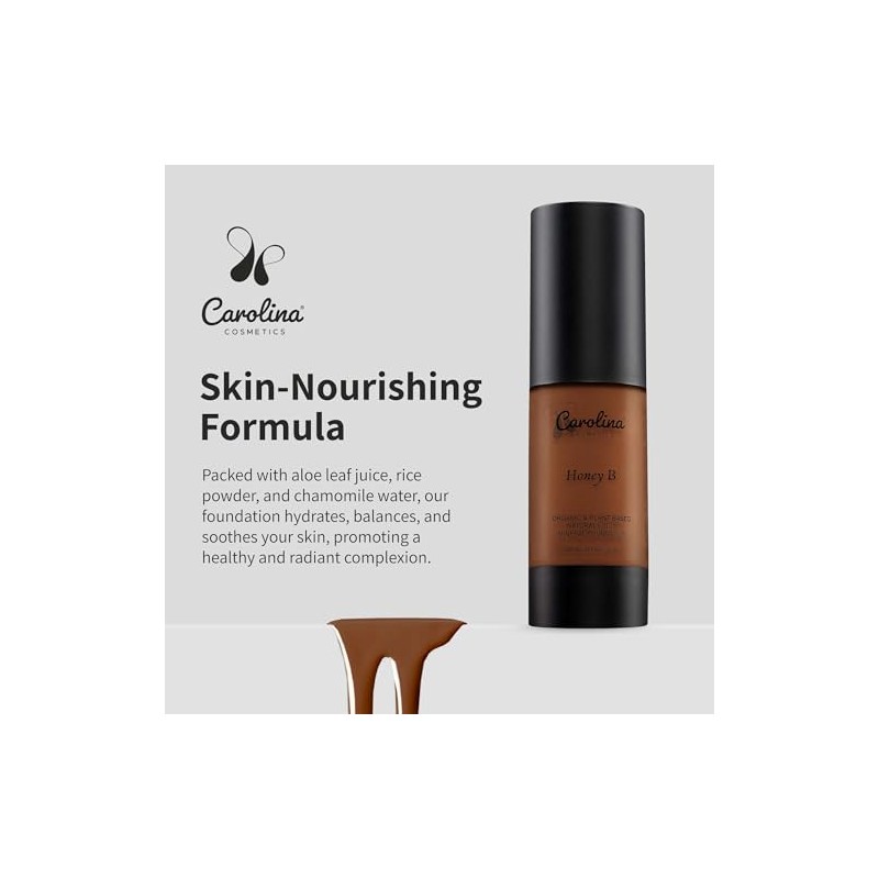 Carolina Cosmetics Base Maquillaje Tono Honey Origen Vegetal Hidratante Minimiza
