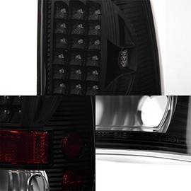 For 97-03 Ford F150 F-150 Pickup Truck Styleside Model Black Smoke LED Tail Lights Brake Lamps Pair