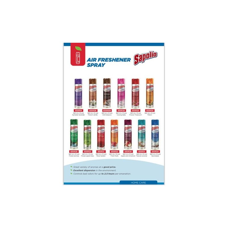 SAPOLIO 6 in 1 Air Freshener Antitobacco Fragrance 12.2 fl