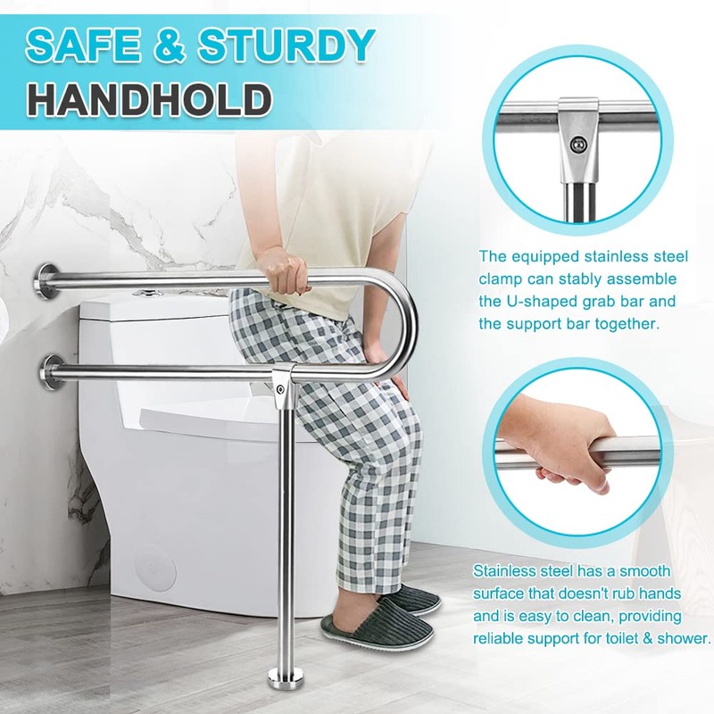 Handicap Grab Bars Rails 30-Inch Toilet Handrails Bathroom Safety Bar