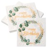 Focenat Happy Birthday Napkins, 40 Pcs Green Eucalyptus Decoration Napkins,