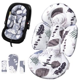 TinlyFinly Infant Car Seat Insert, Head and Body Support, Reversible Newborn Insert Compatible with Baby Carseat, Stroller, Mamaroo Swing, Rocker, Bouncer. Baby Car Seat Cushion - Blue Leaf