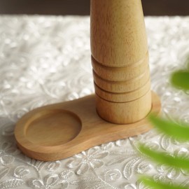 DeroTeno Salt and Pepper Mill Tray, Inner Dia 5.5 cm, Rubber Wood, Pepper Grinder Rest, Dining Table Protector (Pepper Mill and Salt Mill are not Included)