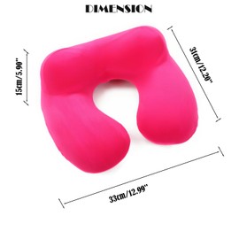 Inflatable Travel Pillow for Airplane Inflatable Neck Pillow for Traveling, Compact Ergonomic Neck Pillow Kits with Ear Plug and Eye Mask, Sleeping Rest Cushion for Airplane, Car, and Train (Rose)
