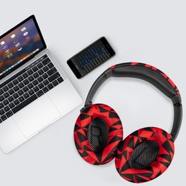 SOULWIT Replacement Kit for Bose QuietComfort QC35/QC35 ii Over-Ear Headphones, Ear Pads Cushions + Headband + Silicone Earpads Cover Protector - Red Storm