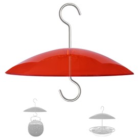 HOLAHOMA Bafle de ardilla para comedero de pájaros, 20 cm, pequeño protector contra el clima, cúpula protectora para colgar, diámetro rojo, 20 cm