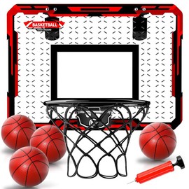 Mini Basketball Hoop, Indoor Basketball Hoop With Lighted Electronic Scoreboard And 4 Balls, Indoor Toy Christmas Gifts - Color: red