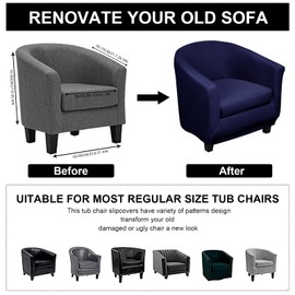 Lydevo Armchair Covers, Club Chair, Stretch Armchair Cover, Tub Chair Cover, Couch Cover, Elastic Non-Slip Club Armchair Throws, Cover for Lounge Chair, Blue Navy