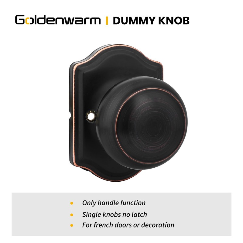 Goldenwarm Oil Rubbed Bronze Dummy Door Knobs, Single Side Bronze