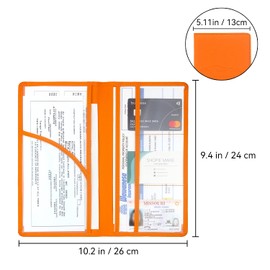 Miunice Car Registration and Insurance Holder, Premium Pu Leather Vehicle Glove Box Organizer - for Driver License, Cards & Essential Documents (L-Orange)