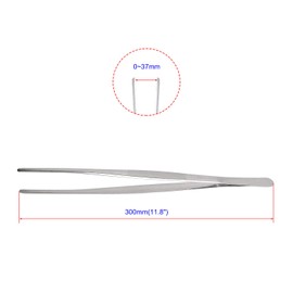 Aoje-Link Stainless Steel Straight Blunt Tweezers, with Precision Horizontal Serrated Tips, Used for Repairs, Barbecues, Auxiliary Tools, Silver, 2pcs