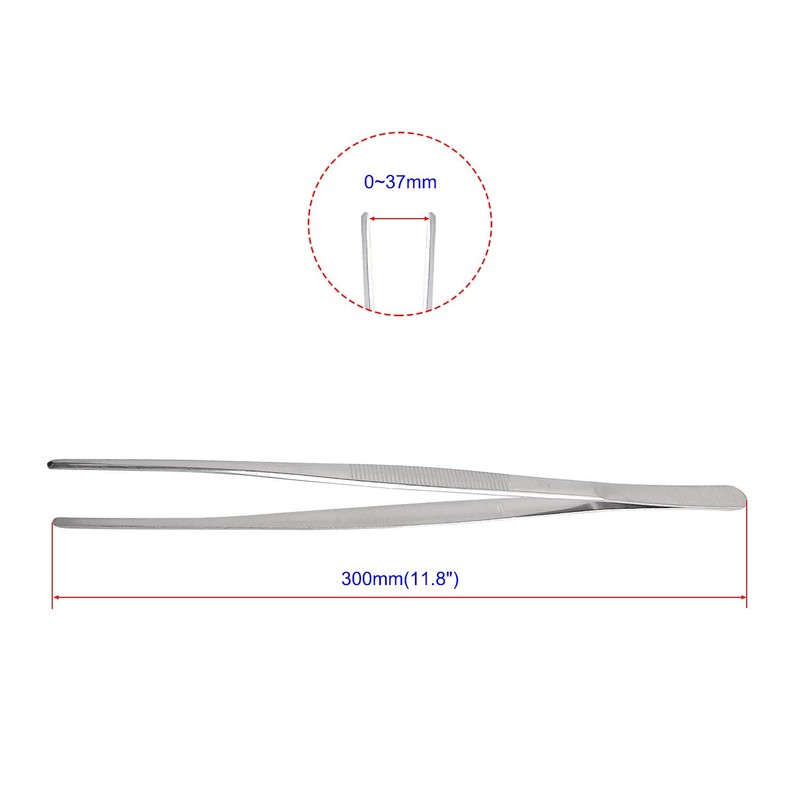 Aoje-Link Stainless Steel Straight Blunt Tweezers, with Precision Horizontal Serrated