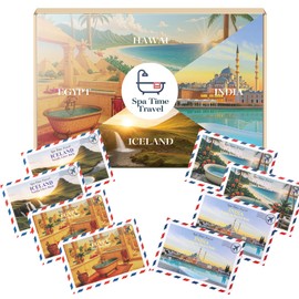 Spa Time Travel Bath Pills Set of 8 (2 x 4 Types) Gift Ready / Hawaii, Egypt, India & Iceland Scents