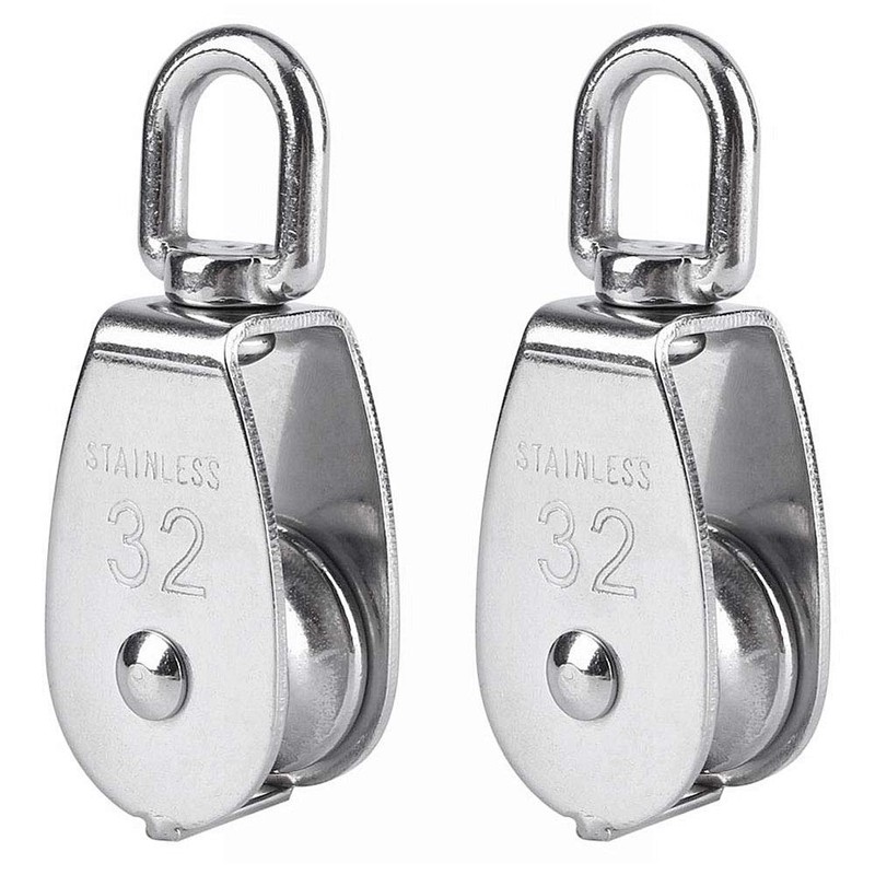 POFET 4 Pieces Single Pulley Block, 304 Stainless Steel, Lifting
