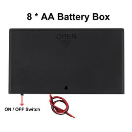 AITRIP 4 Stück 12V 8xAA Batteriehalter Kunststoffbatterie-Aufbewahrungsbox mit EIN/AUS-Schalter für Gehäuseabdeckung mit Kabel