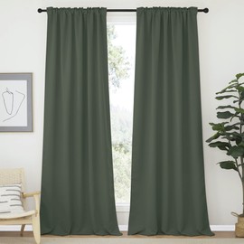 NICETOWN Bedroom Blackout Curtain Panels - (Dark Mallard Color) 52 x 108 inch, 2 PCs, Insulating Energy Saving Solid Rod Pocket Blackout Drapes for Hall, Villa