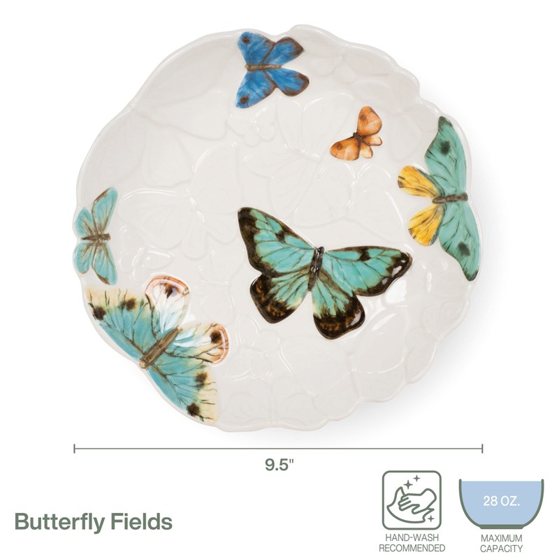 Fitz & Floyd Butterfly Fields Dinner Pasta Bowl, 9.5 Inch,