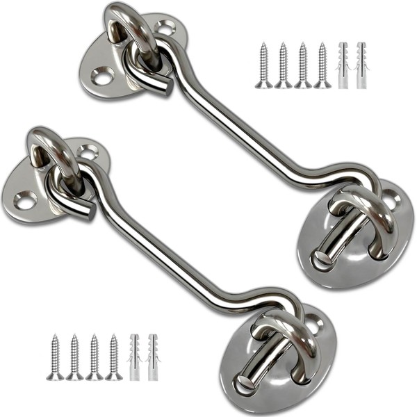 TOPYWMSP Hook and Eye Latch 2Pcs 3 Inch Stainless Steel