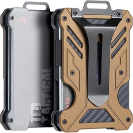 1TG Tactical Minimalist Slim Wallet with Moeny Clip, Front Pocket RFID Blocking Wallet Cash Holder, Versatile Credit Card Orgainzer, ID Card Badge Holder for Men