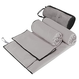 Toalla Microfibra Secado Rápido 3 Pack Toalla Natacion Super Absorbente Toalla Gym de Baño Suave y Ligero para Natacion, Toalla de Viaje Ligera y Portatil para Natacion, Deporte, (Gris)