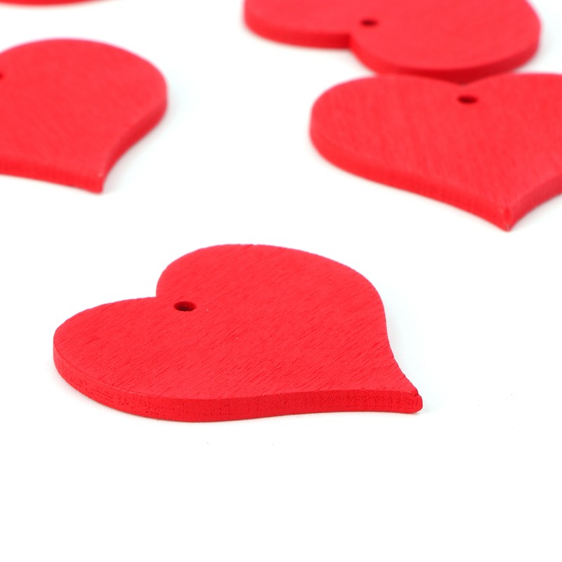 100Pcs Wood Slices HandMade Red HeartShaped Pendant Crafts DIY Wedding