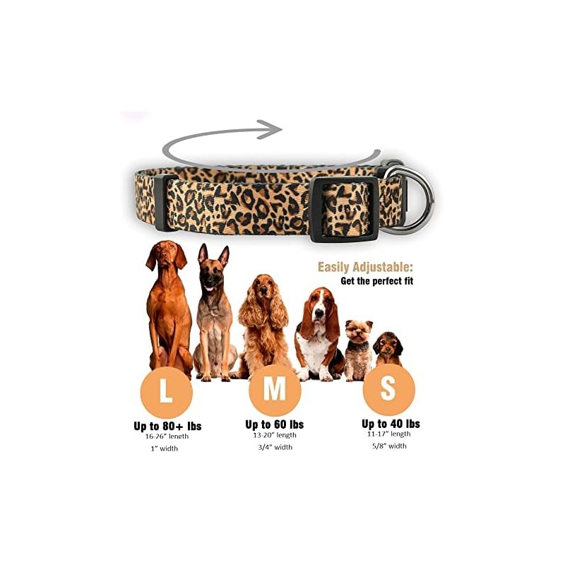 Collares de perro con estampado animal nativo (mediano, leopardo)