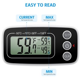 (Upgraded) AMIR Refrigerator Fridge Thermometer, Digital Freezer Thermometer with Hook, Easy to Read LCD Display, Max/Min Function, Perfect for Home, Restaurants, Cafes, Bars, etc.