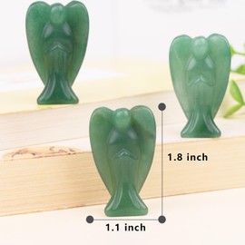 QLRSUXN Green Aventurine Angel Crystal Statue,Hand-Carved Polished Angel Figurines Healing Crystal Decor,Green Cute Guardian Angel,Home Office Decoration Christmas Meditation Spiritual Gifts for Women