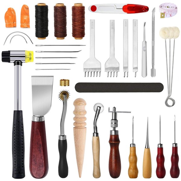 Samcos Leather Craft Kit, Leather Tool Set, Beginners, Practice Tools,
