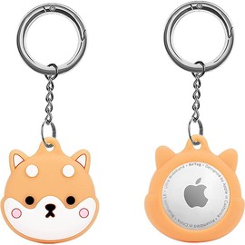 SaharaCase Hang Case for AirTag with Carabiner Clip [Shockproof Bumper] Rugged Protection Antislip Grip - Brown and White