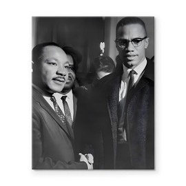 TYPTEK Canvas Wall Art Martin Luther King Jr. and Malcolm X Historic Inspirational Wall Decor Artwork, Pictures Print Black White Leadership Portrait for Living Room, Office, or Classroom 8x10inch