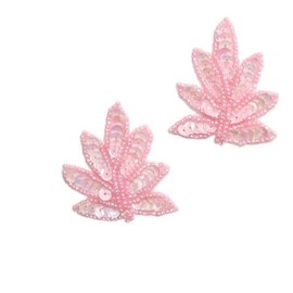 Expo International Leaf Sequin Pack of 2 Patches/Appliques, Rose