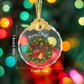 Christmas Ornaments, Crystal Round Christmas Tree Hanging Decorations Crafts for Keepsake Gift Xmas Winter Holiday Home Party Decor (Elk)